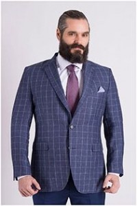 Bedrukt linnen colbert van Plus Man