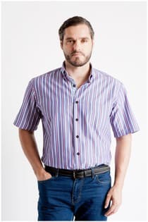 Gestreept korte mouw overhemd van Plus Man.