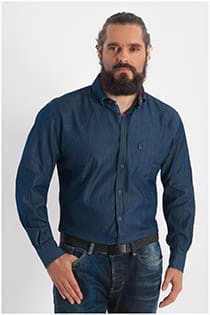 Denim overhemd lange mouw Plus Man