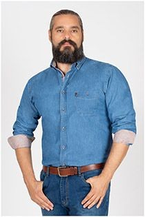 Plusman lange mouw jeansoverhemd
