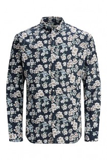 Bedrukt linnen lange mouw overhemd van Jack & Jones