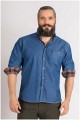 Extra lang denim shirt met lange mouw van Plusman