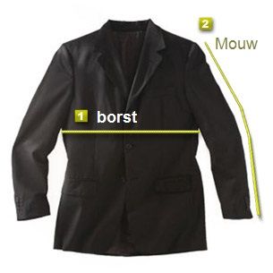 Maattabel voor casual colberts